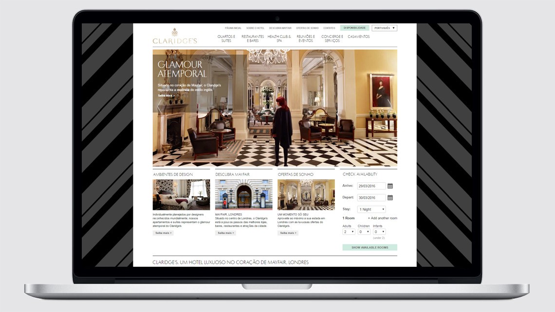 Claridge's hotel Brazil website