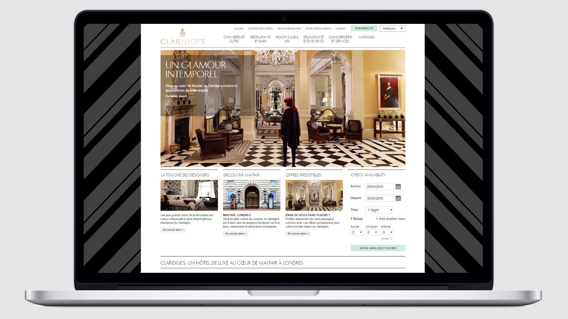 Claridge's French hotel website